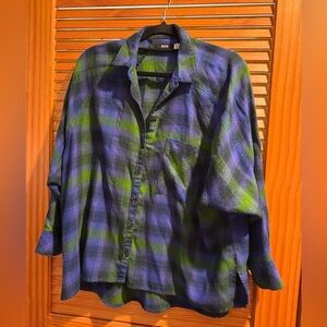 BDG Blue and Green Plaid Shirt